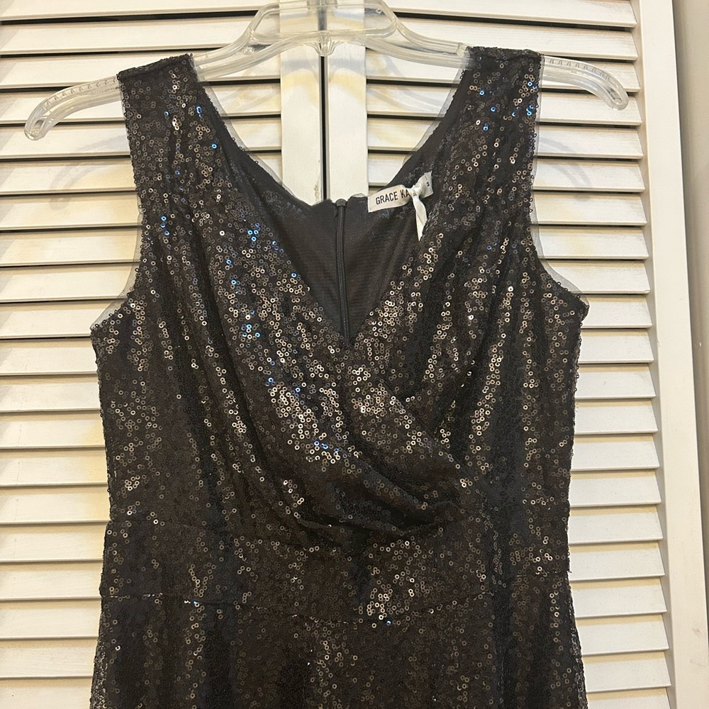 Grace Karin Black Sequin Semi Formal Party Dress